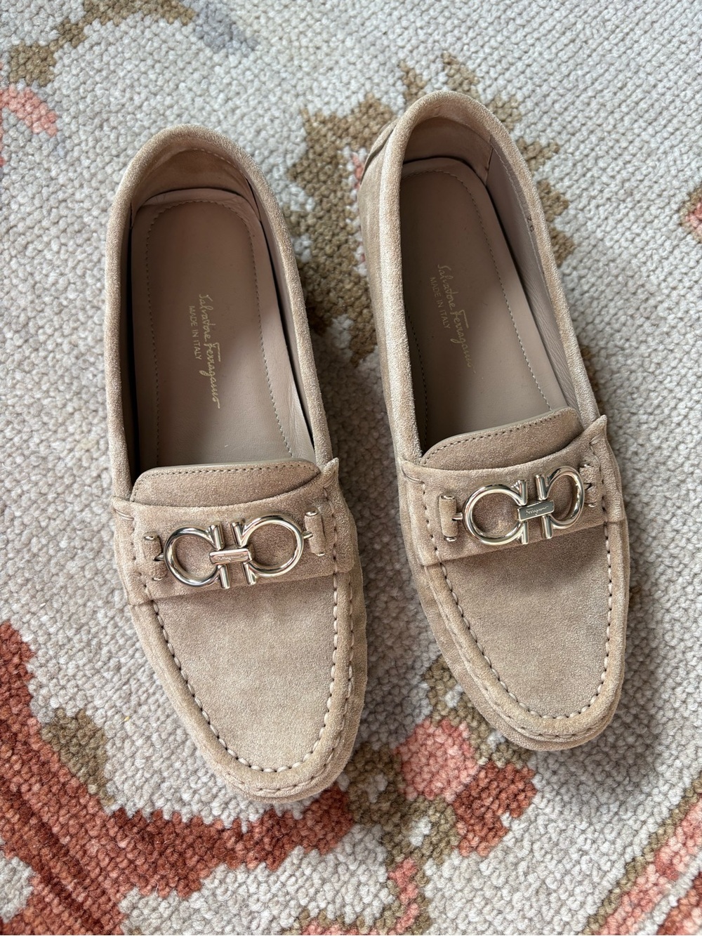 Salvatore Ferragamo Beige Suede Women Berra Loafers size 7